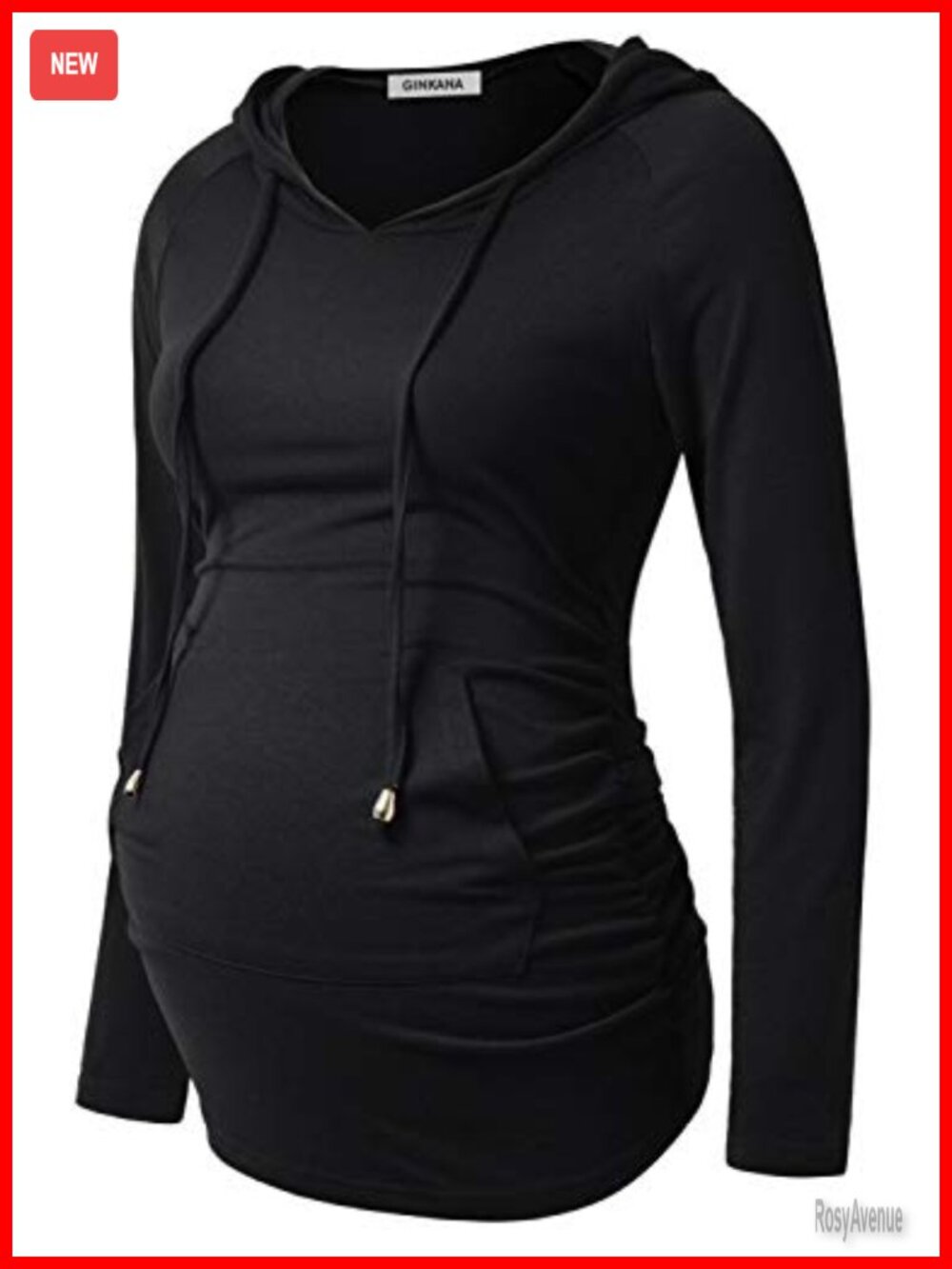 Maternity Hoodie Long Sleeve Pregnancy Sweatshirt Drawstring Kangaroo Pocket